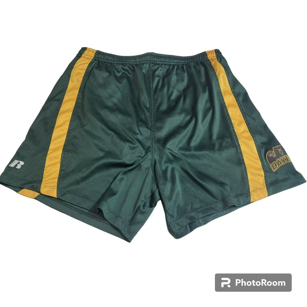 Russell Baylor Bears Basketball Shorts, Kids S, Green & Gold, 4.5" Inseam, GUC